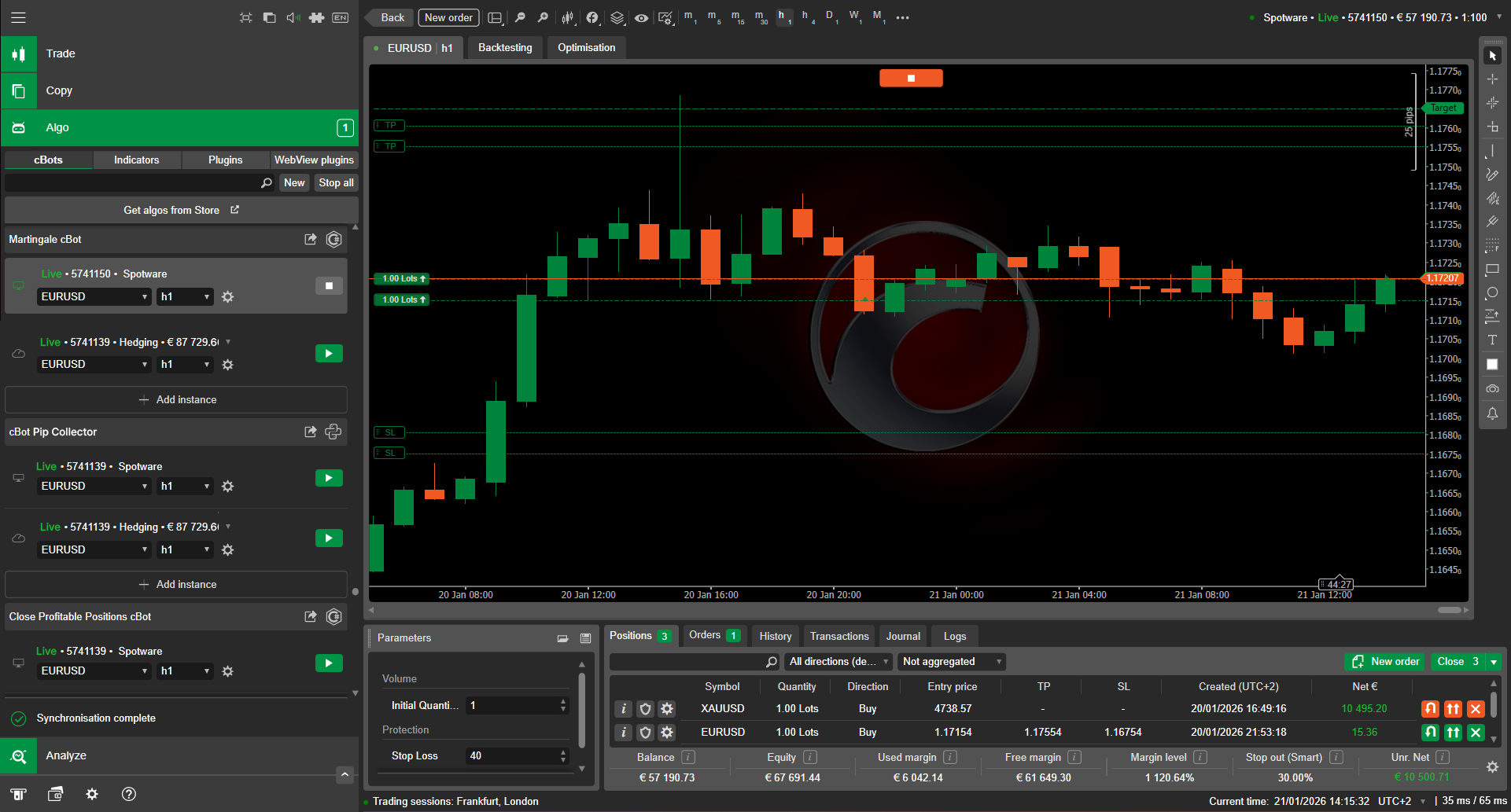 cTrader Algo code editor with IntelliSense and cBot development environment